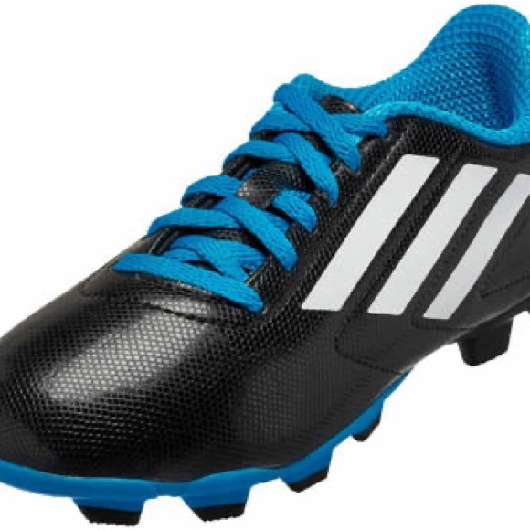 Adidas Kid's Conquisto FG J Firm Ground Boots Black/Blue - Size 2.5 - Picture 3 of 12